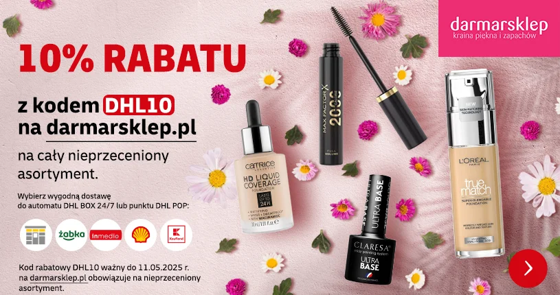 10% RABATU z kodem DHL10 na darmarsklep.pl na cały nieprzeceniony asortyment.